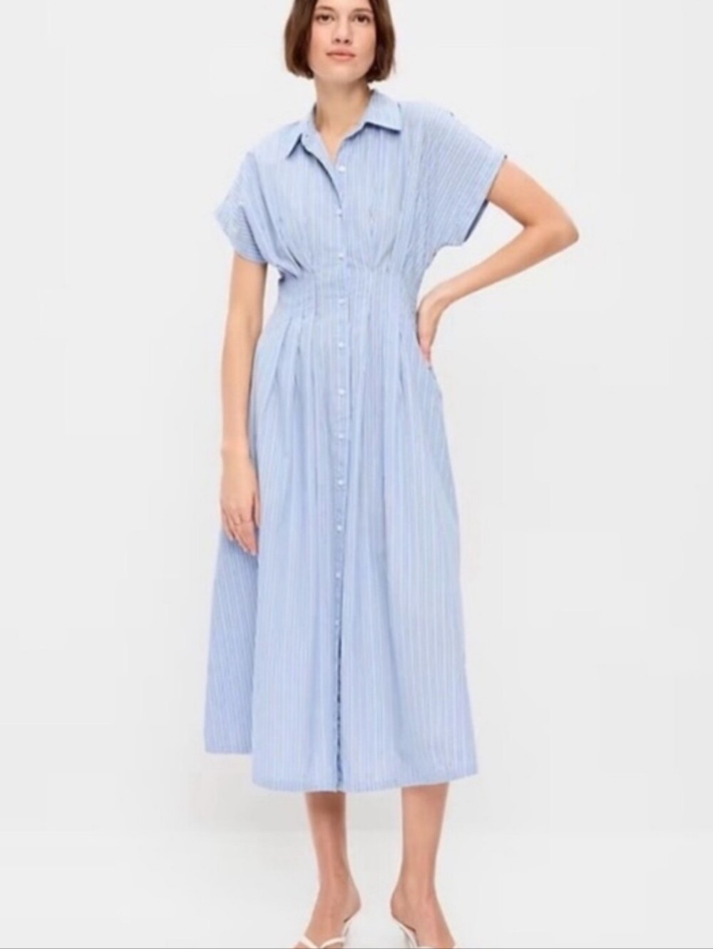 Meadow Rhodes Light Blue Striped Button-Front Dress 100% cotton. Size XL - Picture 2 of 9